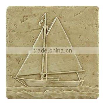 Stone Boat Carved Wall Hanging