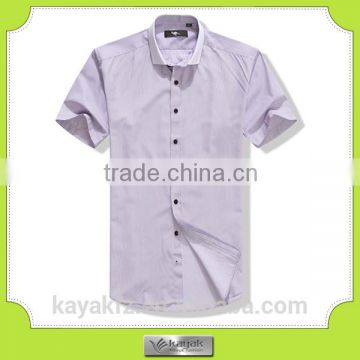 custom ligh purple short sleeve plain formal shirt men