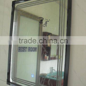 2016 Carton Fair Shows World BEST Brightly LED Light Backlit Stainless Steel Framed Bathroom Led Mirror With Touch Screen Button photo-2