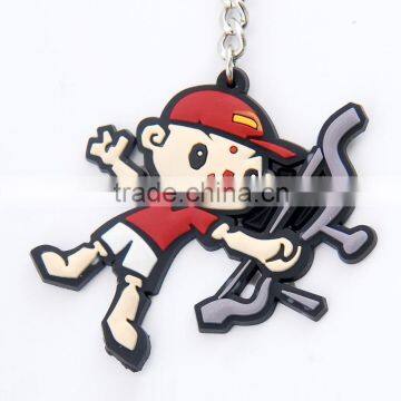 Promotional personalized souvenir embossed 2d/3d cartoon soft rubber pvc keychain, silicone rubber keychain