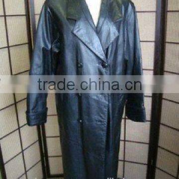 Long Black Ladies Leather Coat