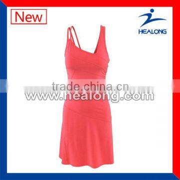 Designer Women Dresses Plain Red Lycra Tennis Dress Clothes