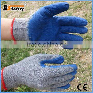 BSSAFETY Grey cotton knitted blue latex working gloves for building use