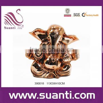 Indian god rose gold ganesh murti resin statue