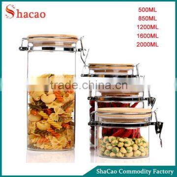 Food Storage Reusable Borosilicate Airtight Glass Jar With Bamboo Lid