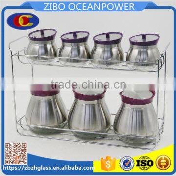 s/s cover glass canister set with metal basket