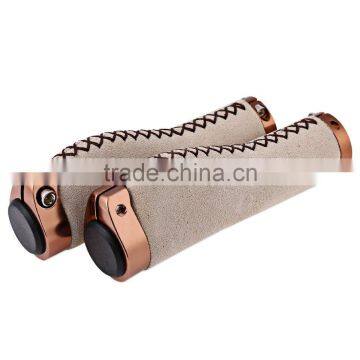 1 Pair Anti-slip Cycling MTB Bike Bicycle Handlebar Cover Grips Vintage Retro Leather Bilateral Lock Cover photo-3
