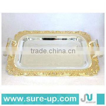 hot sale High quality antique mirror silver plated carving trays