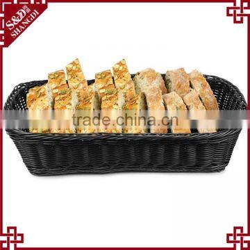 Classic and Durable Food Grade Plastic Wicker Hand Woven Bread Basket for Bakery Display photo-2
