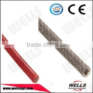 wells Factory 2/3mm red pvc coated 7*7 stainless steel 316 wire rope