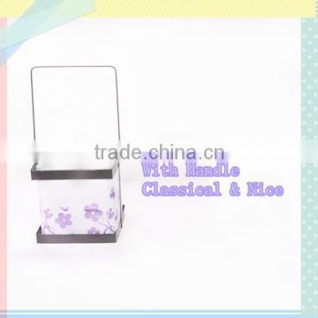 square glass lantern with sandy