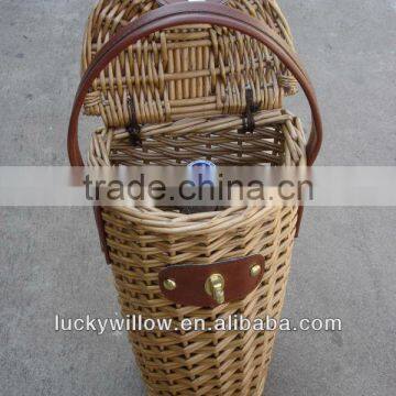 portable antique wicker wash wine bottle insulated carrying basket with handle