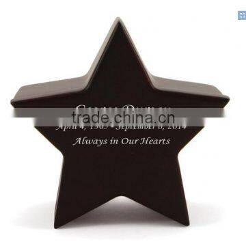 New design custom Star shape MDF Cherry Wood Keepsake ashes Urn