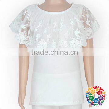 Vintage Girls White Floral Lace Singlet Big Neck Long Lace Tank Top photo-2