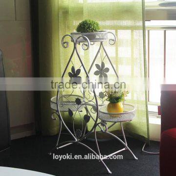 White Iron Flower Pot Rack Home Garden Decoration Patio Plant Pot Display Stand Bonsai Holder photo-2