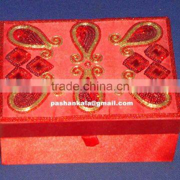 Zari Hand Embroidery Jewelry Box