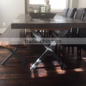 Furniture Hardware Black Powder Coated X Shape Steel Table Leg photo-4