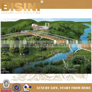 Small Half-moon-shaped Bridge, Scenic Spot Pedestrian Bridge,Anticorrosive Wood Foot Bridge With Steel Guardrail(BF08-Y10020) photo-4
