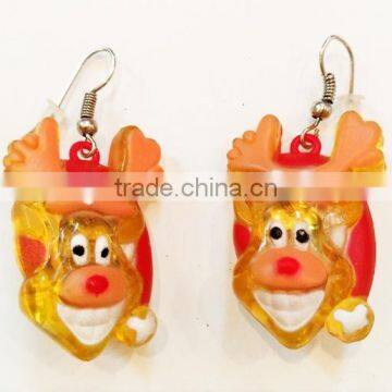 Christmas gifts reindeer design light up fancy flashing earrings for party kids