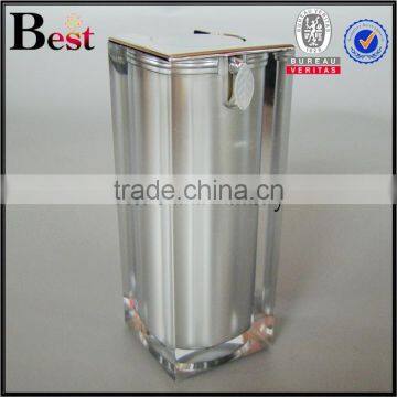 Special Square Shape 15ml 30ml 50ml Lotion Bottle Empty Luxury Silver Color Acrylic Body Lotion Bottle With Pump photo-2