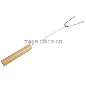 Wholesale stainless steel long BBQ fork / hotdog stick