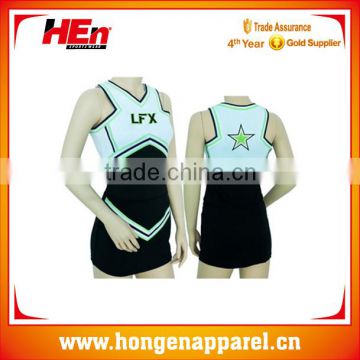 Wholesale customized sublimation youth cheerleading uniforms sleeveless new designs /OEM sexy cheerleading dresses