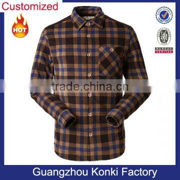 Hot sale men's spring long sleeve cotton plaids work shirts