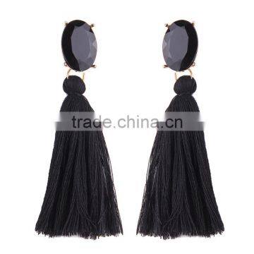 Bohemian Jewelry Big Crystal Gems With Tassel Drop Earrings for Women photo-4