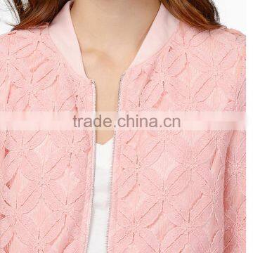 HAODUOYI Women Zip Front Lace Embroidery Jacket Base Ball Style Sport Blazer photo-2