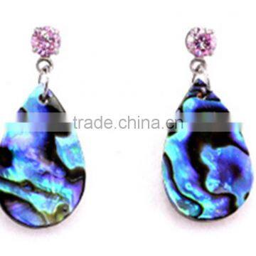 Pink crystal abalone shell earrings eco-friendly paua earrings female loved style shell earrings