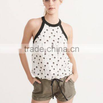 MGOO Black Binding String Tie Up T Shirt Sleeveless Custom Design Sexy Tops For Women photo-2