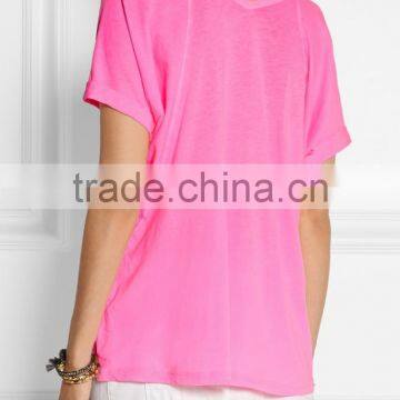 Womens Bright Color V Neck Basic T-shirt photo-3