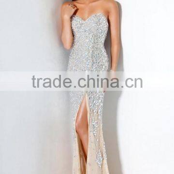 Brilliant And Sexy Sweetheart Sweep Train Beading Chiffon Evening Dresses photo-3