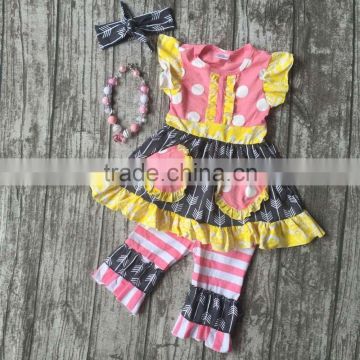 capris spring summer baby girls flutter sleeveless clothing kids grey arrow boutique outfits striped with necklace and headband