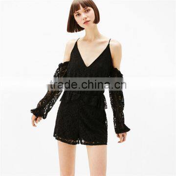 New Fancy Design Short Dance Wear All Black Lace Jumpsuit photo-3
