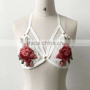 2017Wholesale Price Women Halter Hollow Floral Sexy Bra photo-3