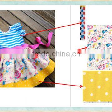 2017 baby girl party dress children frocks designs floral print short dress belt design children clothing