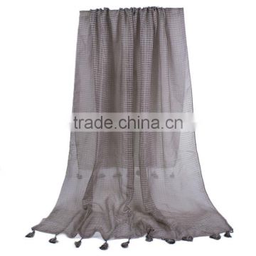 Cotton Polyester Blend Scarves & Wraps Rectangle Brown Tassel Scarf Factory