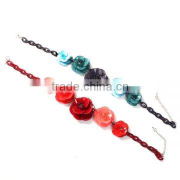 Handmade Beautiful Flower Dark Green Acrylic Statement Necklace photo-3