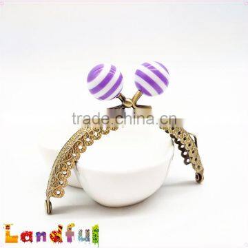 8.5cm 3.35inch Candy Ball Bronze Round Engraving Embossed Lace Purse Frame photo-3