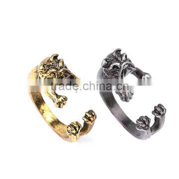 Dog Ring Pet Antique Vintage Animal Puppy Wrap Adjustable Resizeable Open Gift Knuckle Ring