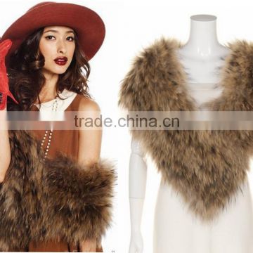 YR088 Fashion Style Knitting Women Raccoon Fur Shawls And Scarves