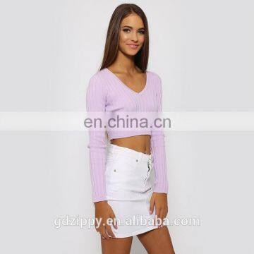 China Wholesale Clothing Women Sweater in Purple photo-6