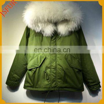 Women Winter Parka Fur Coat With Raccoon Fur Collar Plus Size Garment