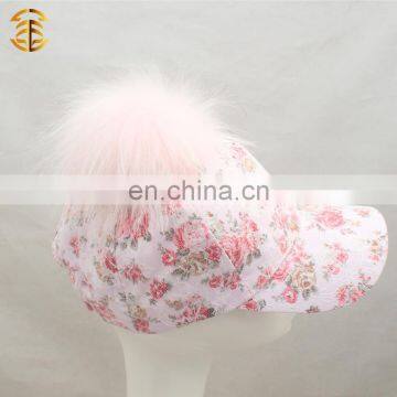 Hot Sale Pink Flower and Lace Fashion Baseball Cap For Girls