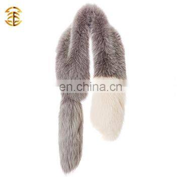 Super Quality Real Natural Color Bicolor Deyed Fox Fur Muffler For Ladies