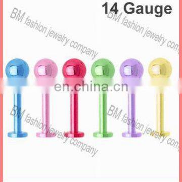 Charming elegant titanium plated labret 14 gauge body piercing jewelry