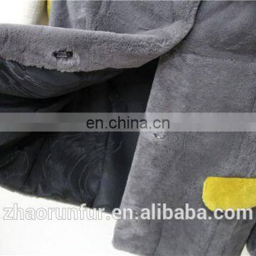 New Women Fur Coat Colorful Rex Rabbit Fur Winter Jacket With Thick Fox Fur Collar photo-6