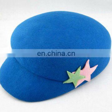 New style Blue wool cap with wool star trim