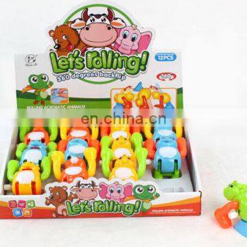 New item funny cheap rolling wind up moving toy animal for kids